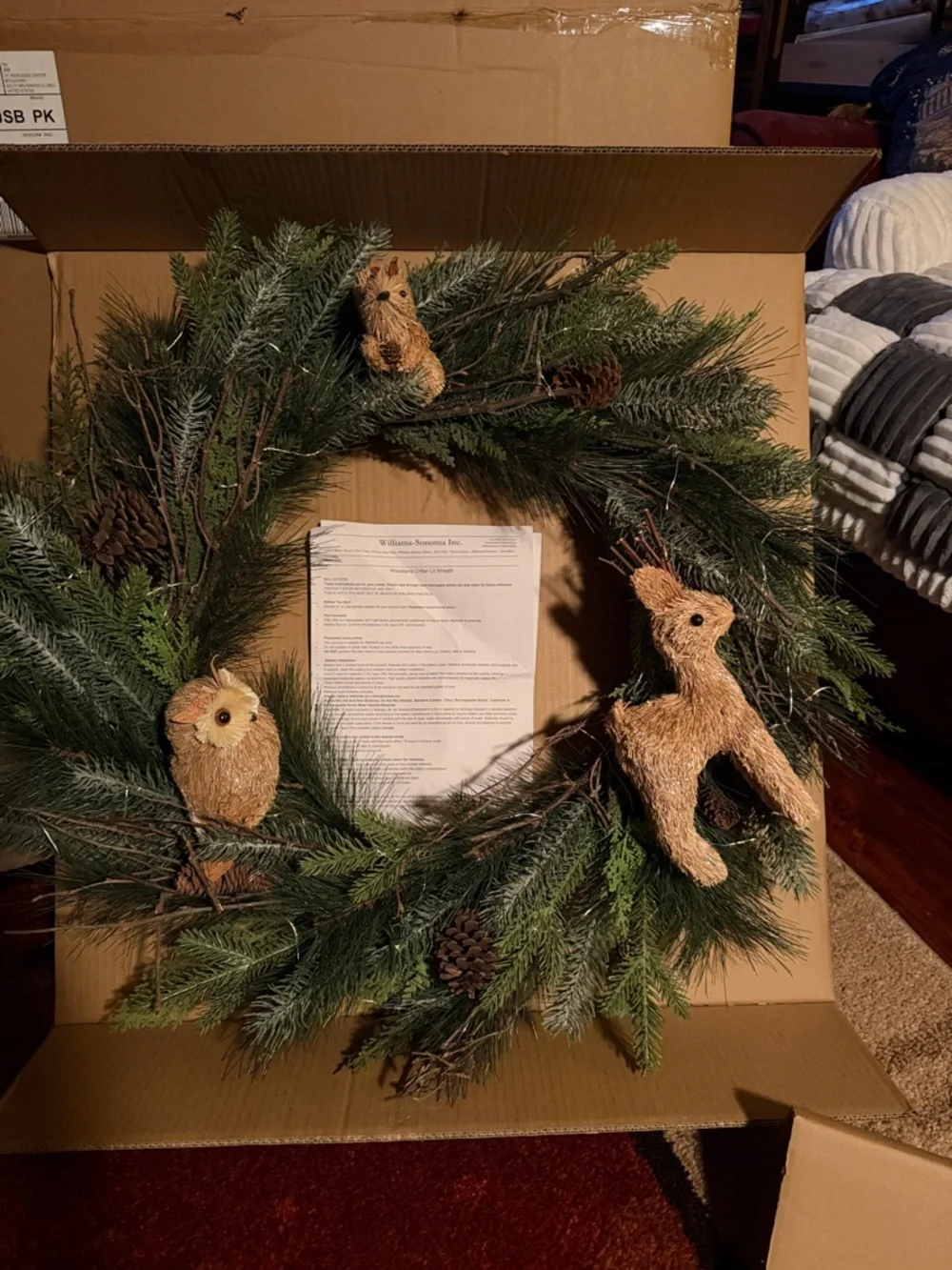Pottery Barn Woodland Critter Lit Wreath BNIB